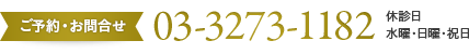 ご予約・お問合せ 03-3273-1182(休診日 日曜・祝日)